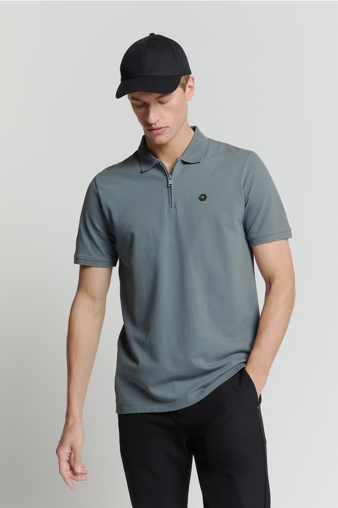 POLO MET KORTE MOUWEN 28380422 137 WASHED BLUE
